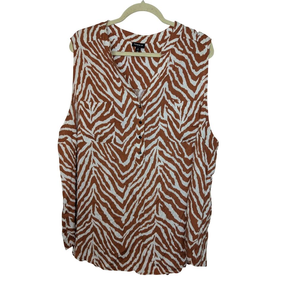 Torrid Harper Rayon Slub Pullover Sleeveless Top Zebra Print Womens Size 3